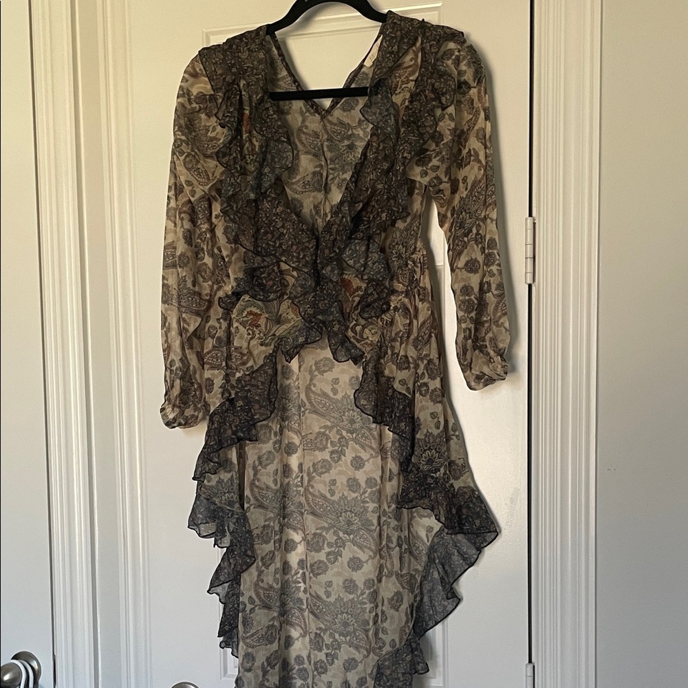 Anthropologie Black and Cream High Low Vest